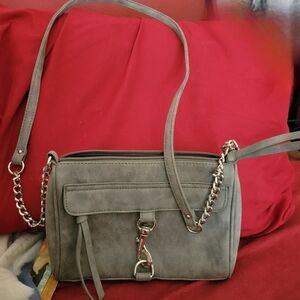 No-Name Grey Faux Leather Crossbody Bag